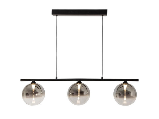 Oaks Lighting Kadina 3 Light Black with Smoked Glass LED Bar Pendant Light 