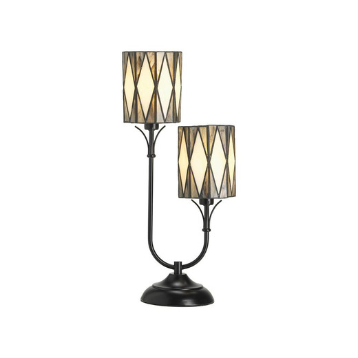 Oaks Lighting Safi 2 Light Yellow Tiffany Table Lamp 