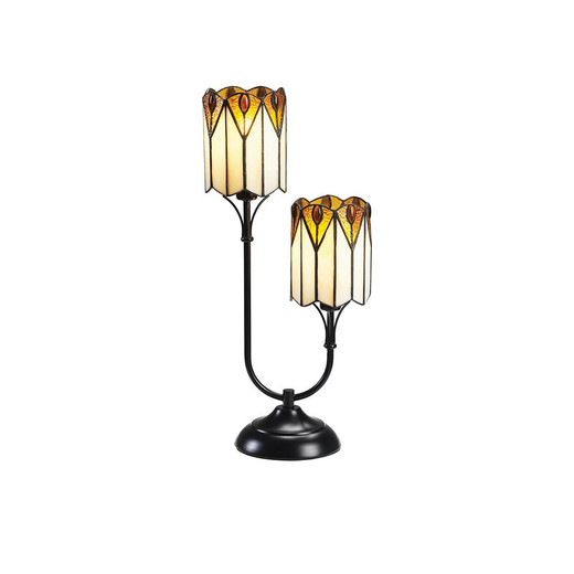 Oaks Lighting Fez 2 Light Yellow Tiffany Table Lamp 