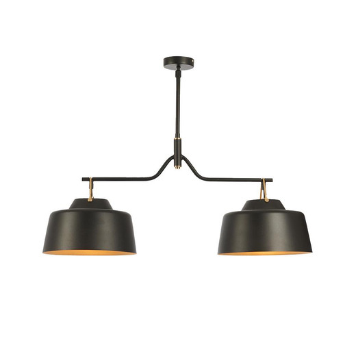 Oaks Lighting Clermont 2 Light Black Metal with Gold Inner Shade Bar Pendant Light 