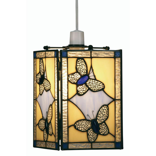 Oaks Lighting Butterfly Blue with Yellow Tiffany Easy Fit Pendant Light 