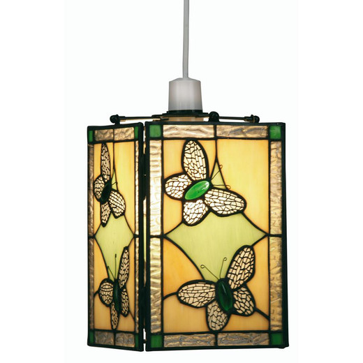 Oaks Lighting Butterfly Green with Yellow Tiffany Easy Fit Pendant Light 