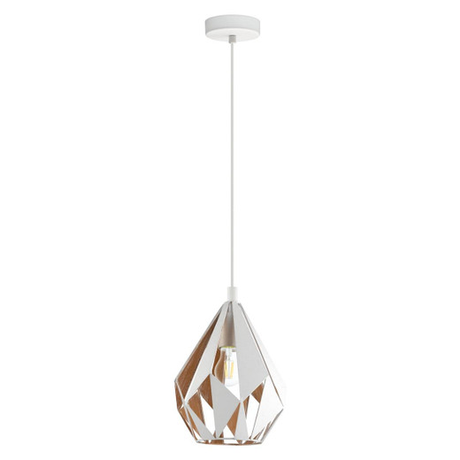 Eglo Lighting Carlton 1 White and Gold Pendant Light