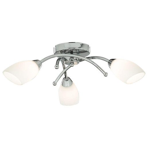 Searchlight Opera 3 Light Chrome with Opal Glass Flush Ceiling Light - Clearance  Searchlight Opera 3 Light Chrome with Opal Glass Flush Ceiling Light - Clearance