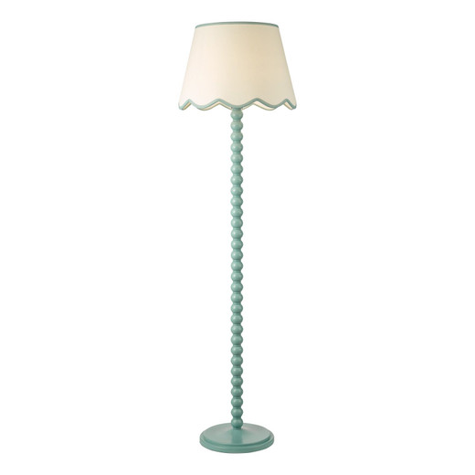 Spool Blue with Natural and Teal Shade Floor Lamp
