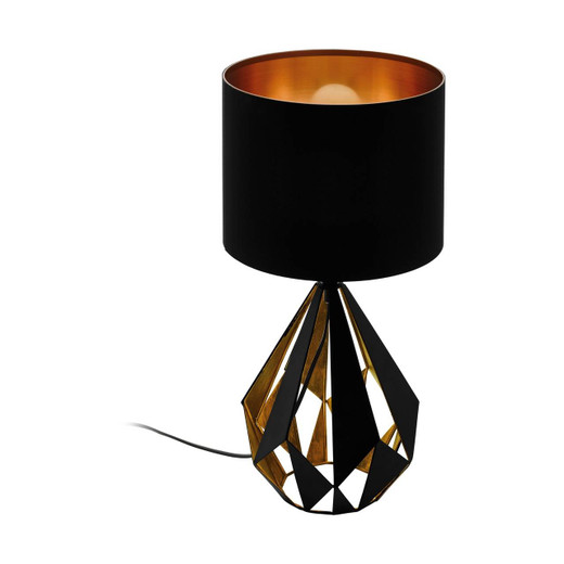 Eglo Lighting Carlton 5 Black and Copper with Fabric Shade Table Lamp