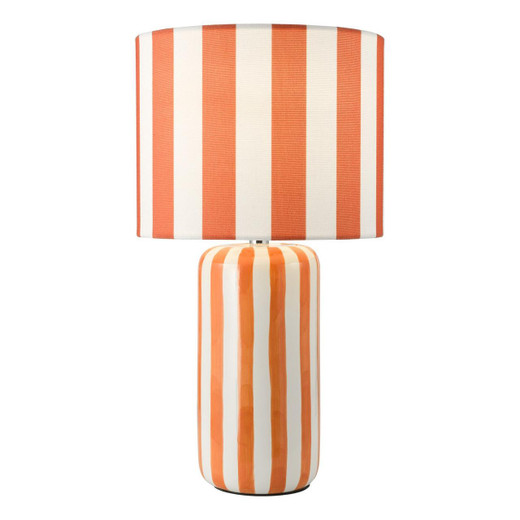 Dar Lighting Cicada Polished Chrome and Orange White Stripes Base and Shade Table Lamp 