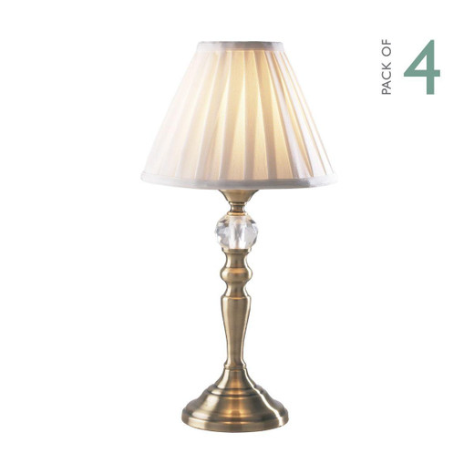 Dar Lighting Beau 4 Pack Antique Brass with White Shade Touch Table Lamp 