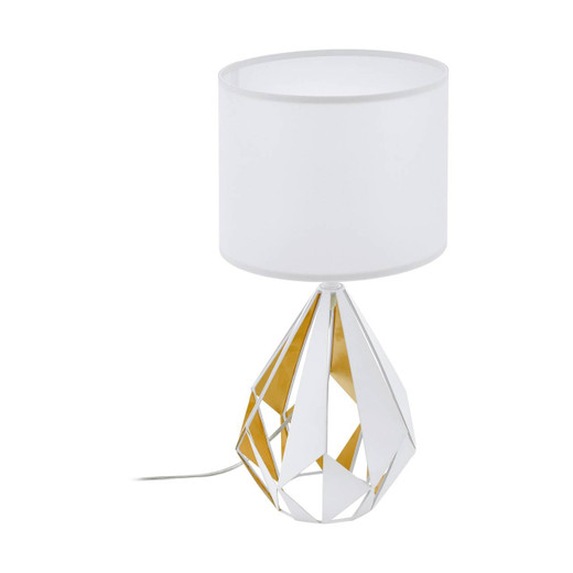 Eglo Lighting Carlton 5 White and Honey Gold with Fabric Shade Table Lamp