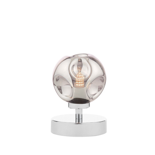 Esben Polished Chrome with Organic Smoked Diffuser Touch Table Lamp