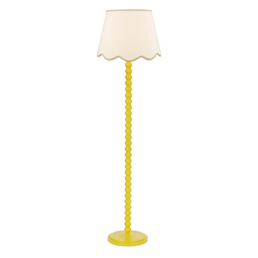 Dar Lighting Spool Yellow with Natural and Yellow Shade Floor Lamp 