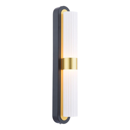 Dar Lighting Hessel 2 Light Matt Black and Satin Gold with White Diffuser LED Wall Light 