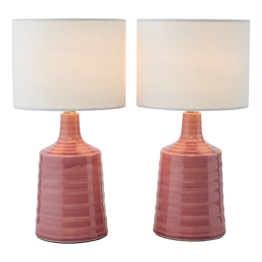 Inci Pink with Ivory Shade Twin Pack Table Lamp