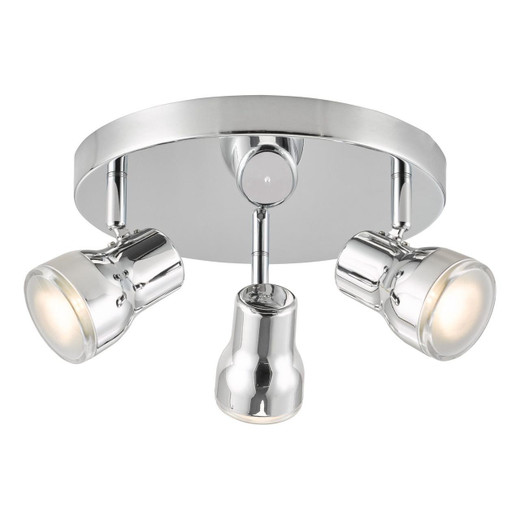 Dar Lighting Clint 3 Light Polished Chrome Adjustable Plate IP44 Bathroom Ceiling Spotlight 