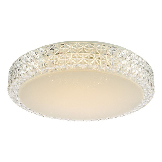 Dar Lighting Liana Clear Faceted Acrylic Shade with Dimmable LED Flush Ceiling Light 
