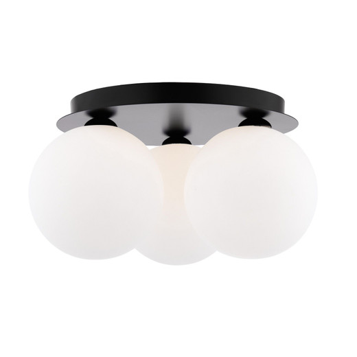 Foley 3 Light Matt Black with Opal Diffusers Flush Ceiling Light