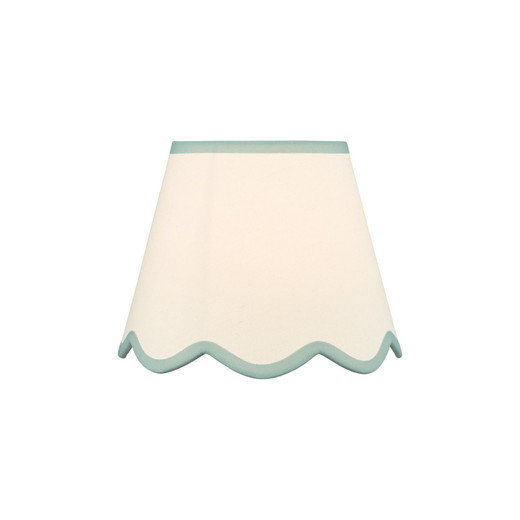 Poma Natural Linen and Teal Scalloped Table Lamp Shade Only