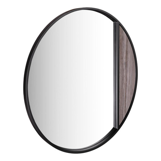 Dar Lighting Rasmus Brown Stone Effect and Matt Black 80cm Mirror 