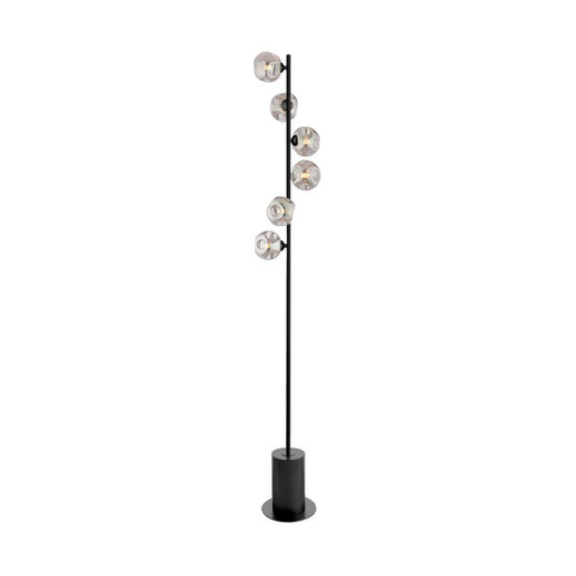 Dar Lighting Spiral 6 Light Matt Black with Organic Smoked Diffusers Floor Lamp 