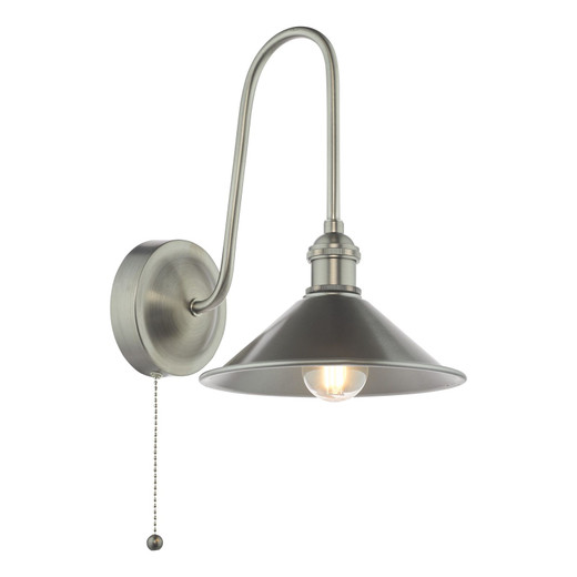 Hadano Antique Chrome and Aged Pewter Shade Wall Light