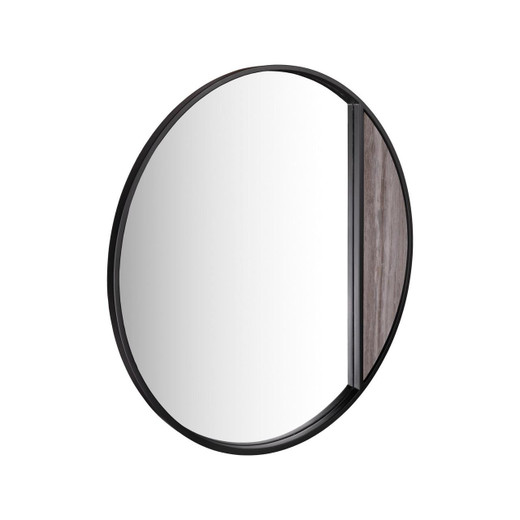 Dar Lighting Rasmus Brown Stone Effect and Matt Black 50cm Mirror 