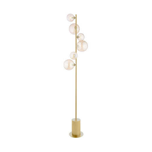Dar Lighting Spiral 6 Light Matt Gold with Twisted Amber Diffusers Floor Lamp 