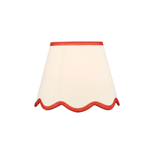 Poma Natural Linen and Red Scalloped Table Lamp Shade Only