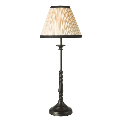 Judy Satin Black with Natural Shade Table Lamp