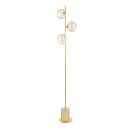Spiral 3 Light Matt Gold with Twisted Amber Diffusers Floor Lamp
