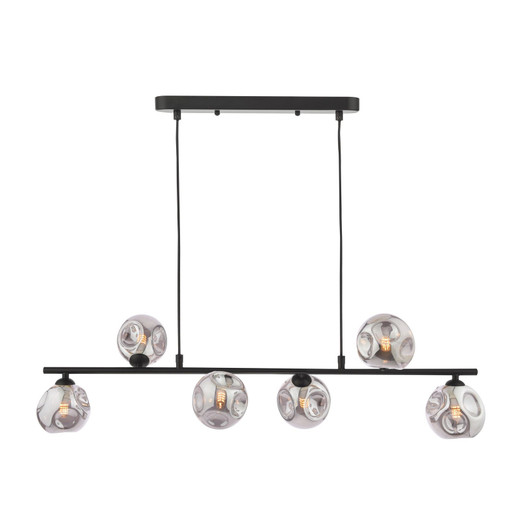 Spiral 6 Light Matt Black with Organic Smoked Diffusers Bar Pendant Light