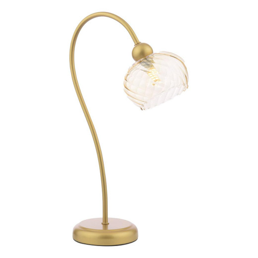 Dar Lighting Cognac Satin Gold with Champagne Ribbed Shade Table Lamp 