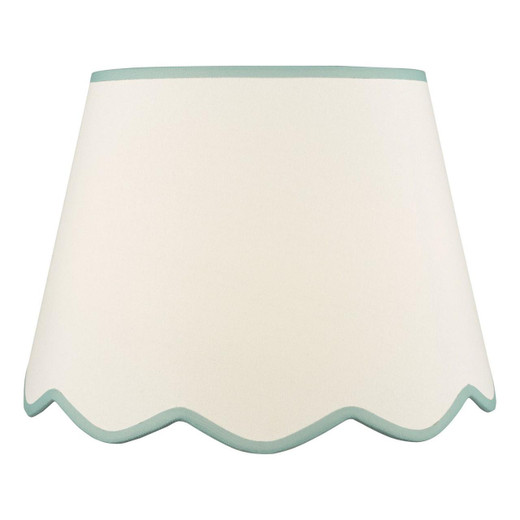 Dar Lighting Poma Natural Linen and Teal Scalloped Floor Lamp Shade Only 