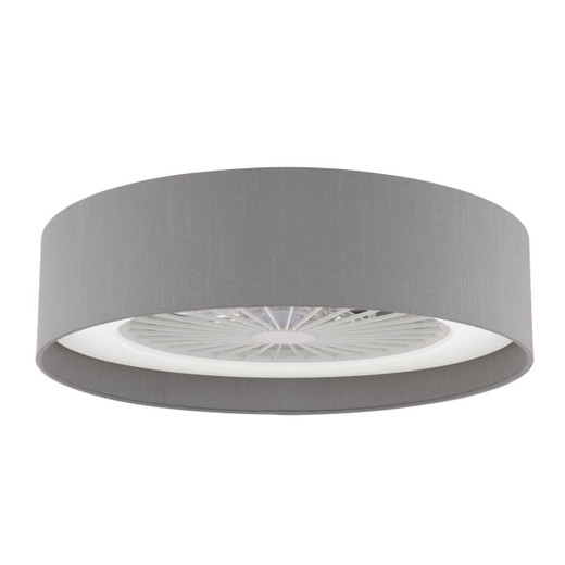 Dar Lighting Fan White with Grey Drum Shade LED Flush Ceiling Light 