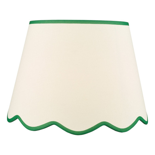 Poma Natural Linen and Green Scalloped Floor Lamp Shade Only