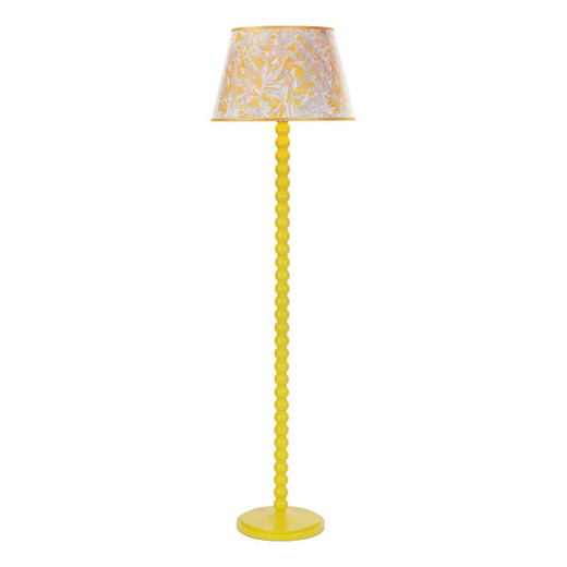 Dar Lighting Spool Yellow with Yellow Marble Shade Floor Lamp 