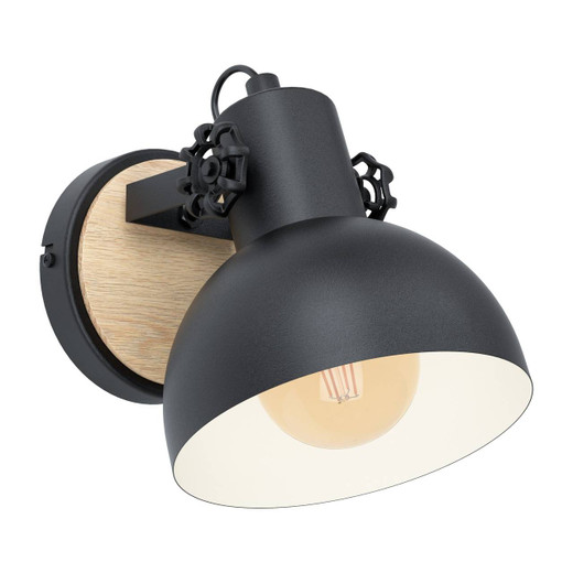 Eglo Lighting Lubenham Black Steel with Wood Wall Light