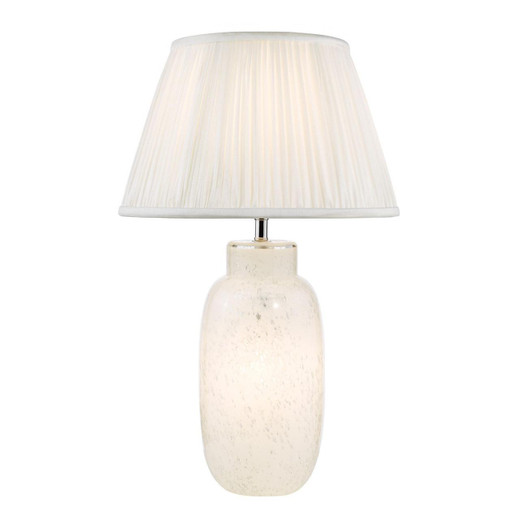 Dar Lighting Ileana White Glass with Ivory Shade Table Lamp 