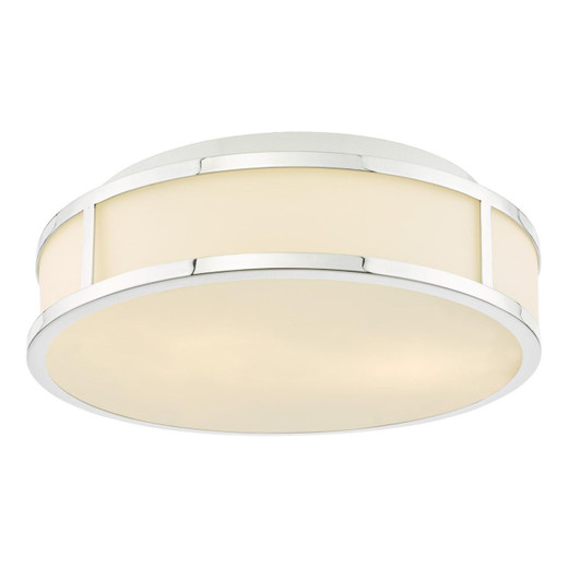Dar Lighting Royce 2 Light Polished Chrome and Opal Shaded IP44 Bathroom Ceiling Light 