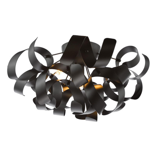 Dar Lighting Swash 4 Light Black With Black Ribbons Flush Ceiling Light 