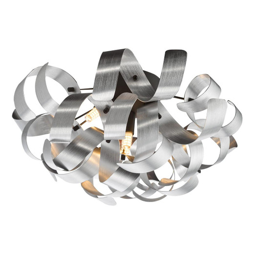 Dar Lighting Swash 4 Light Black With Aluminium Ribbons Flush Ceiling Light 