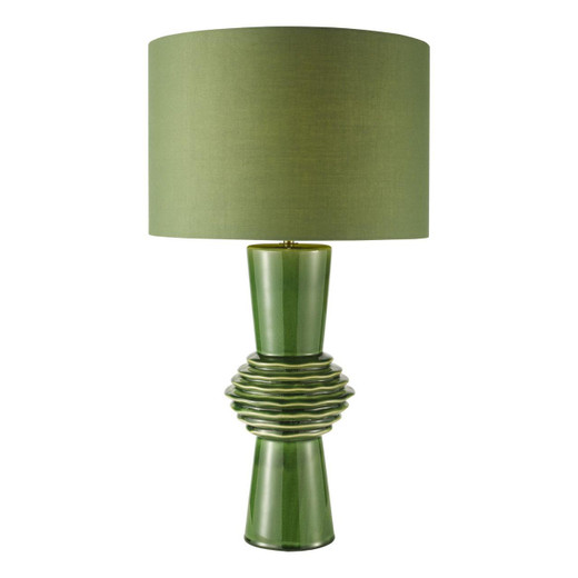 Dar Lighting Lagle Green and Antique Brass with Green Shade Table Lamp 