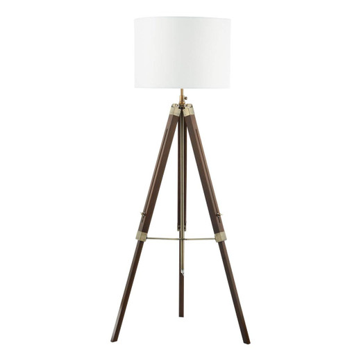 Dar Lighting Easel Dark Wood and Antique Brass With White Shade Floor Lamp 