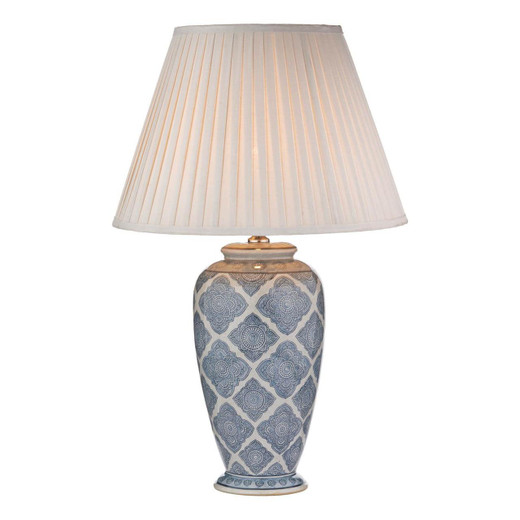 Dar Lighting Ely Blue with Taupe Shade Table Lamp 