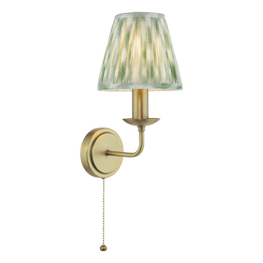 Dar Lighting Favian Matt Bronze with Soft Green Shade Wall Light 