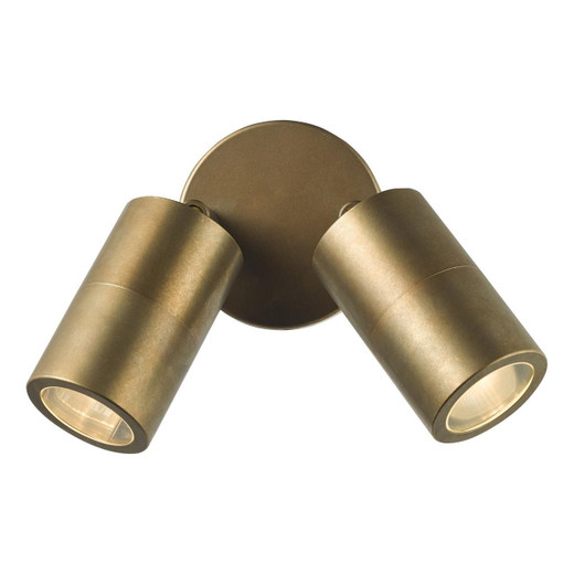 Dar Lighting Ortega 2 Light Aged Brass Adjustable IP65 Outdoor Wall Light 