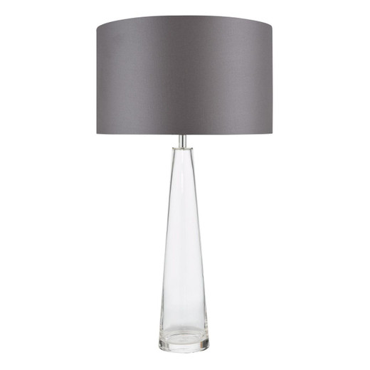 Dar Lighting Samara Polished Chrome and Clear Glass With Grey Shade Table Lamp 