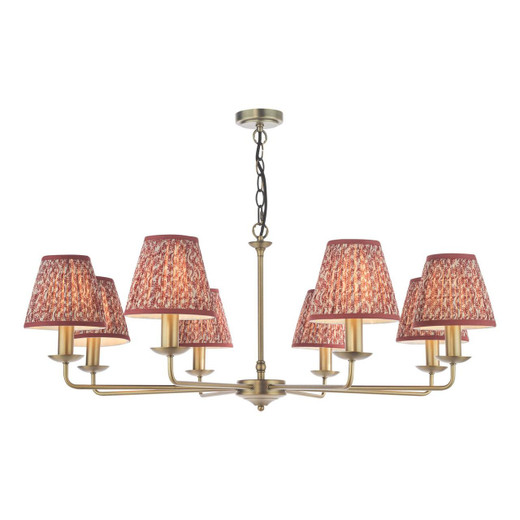 Dar Lighting Favian 8 Light Matt Bronze with Esther Red Shades Pendant Light 