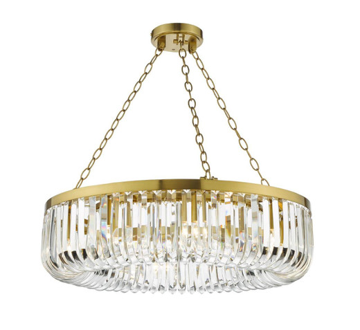 Dar Lighting Sigourney 8 Light Satin Gold and Clear Crystal Pendant Light 