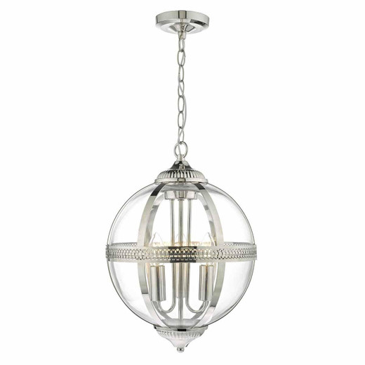 Dar Lighting Vanessa 3 Light Polished Nickel and Clear Glass Pendant Light - Clearance  Dar Lighting Vanessa 3 Light Polished Nickel and Clear Glass Pendant Light - Clearance