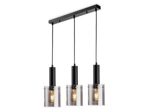Firstlight Products Phase 3 Light Black with Smoked Glass Bar Pendant Light 